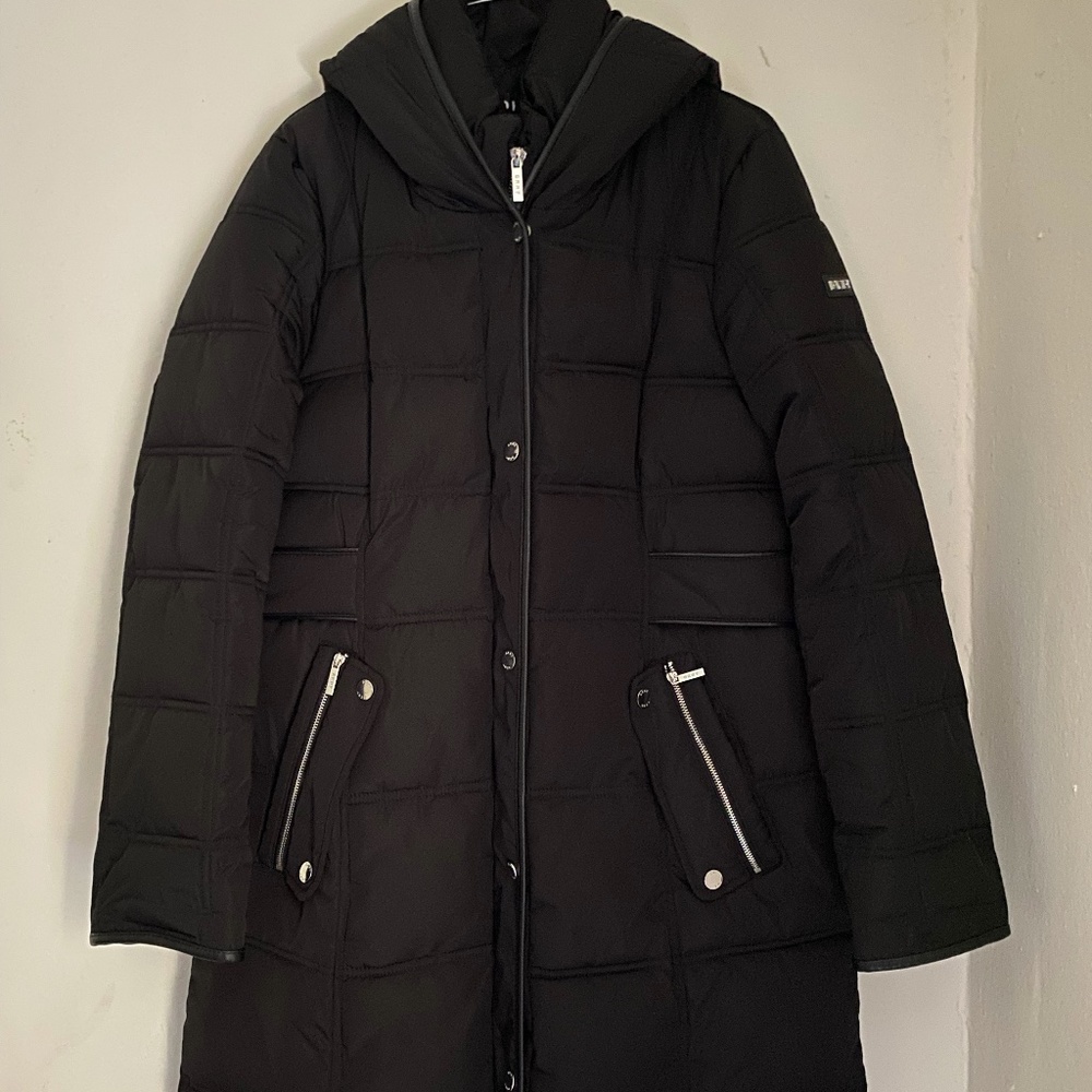 Black DKNY Knee Length Jacket